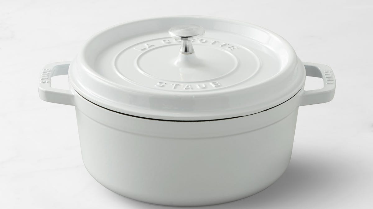 white dutch oven on white background