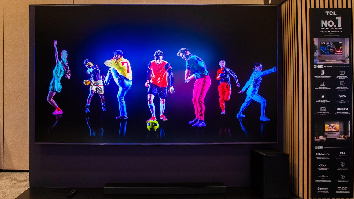 The 98-inch TCL QM6K Mini-LED powered TV is new for 2025.