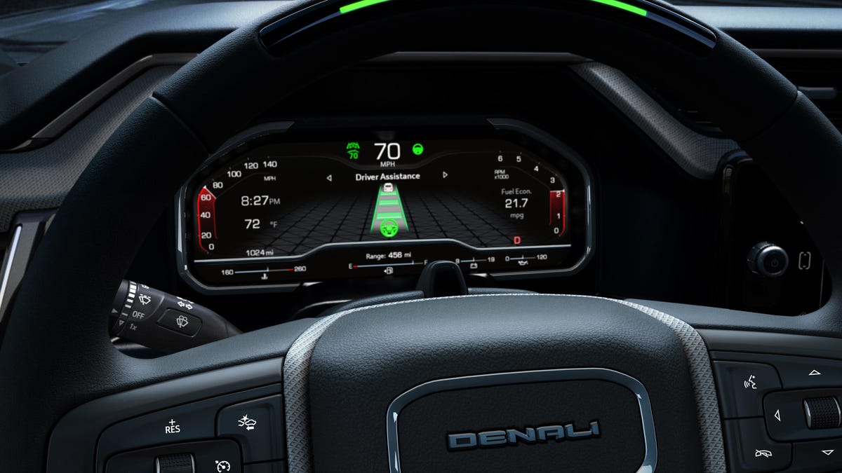 Activate on the 2022 GMC Sierra 1500 Denali, dashboard and steering wheel pictured