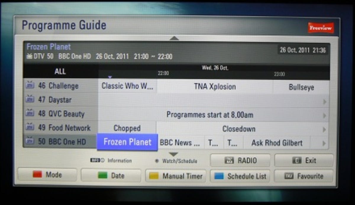 LG 42LW650T programme guide