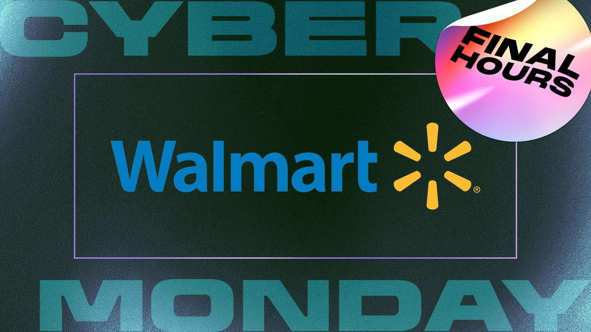 Walmart logo displayed against a deep green background with the words Cyber Monday in sea green along the edges