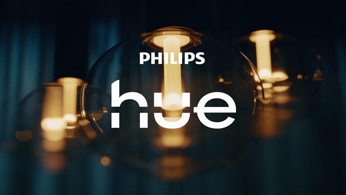 Amazon's Philips Hue intro screen showing dim light bulbs.