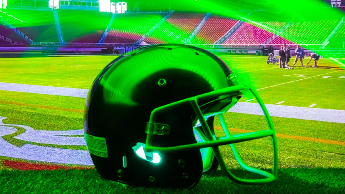 football helmet on field