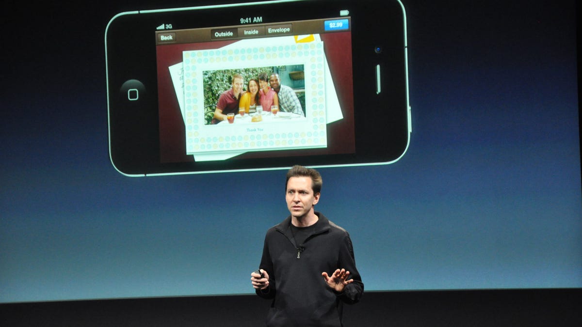 Scott Forstall introduces Apple's new Cards app.