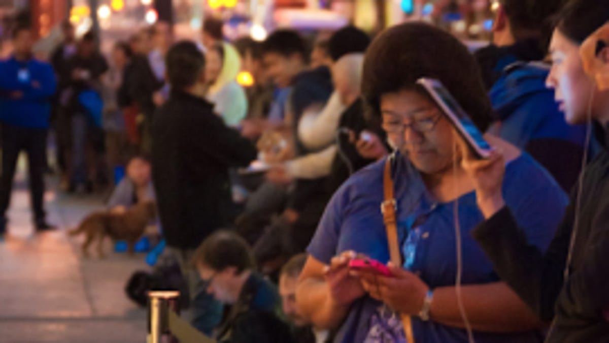 Early morning line-goers for the iPhone 4S on its launch day in San Francisco.