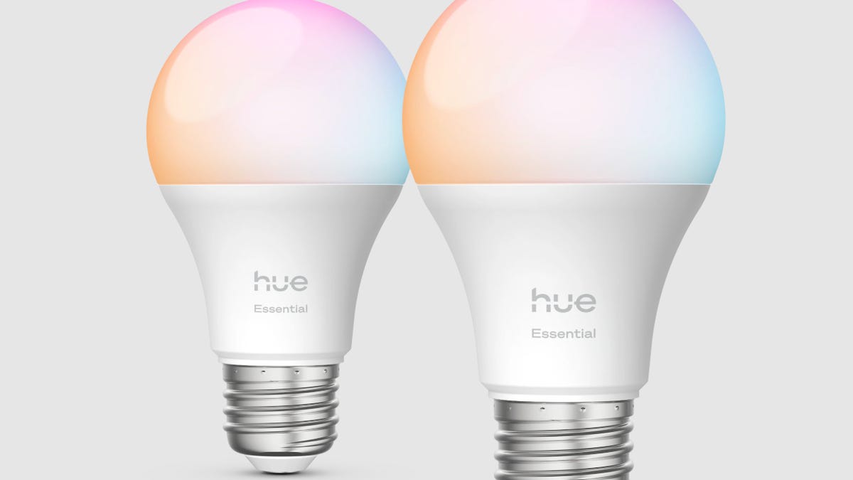 A photo of two new Philips Hue smart lightbulbs
