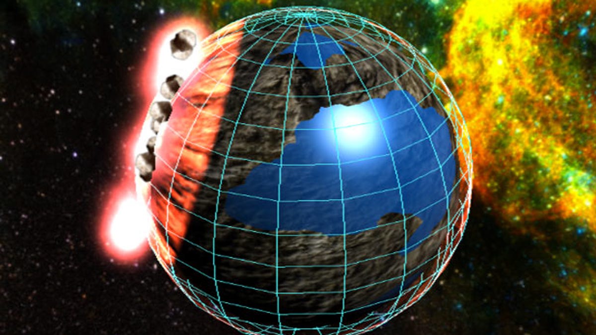 This WebGL demonstration shows 3D models of asteroids striking a rotating planet. It's not fancy, but it's 3D in a browser.