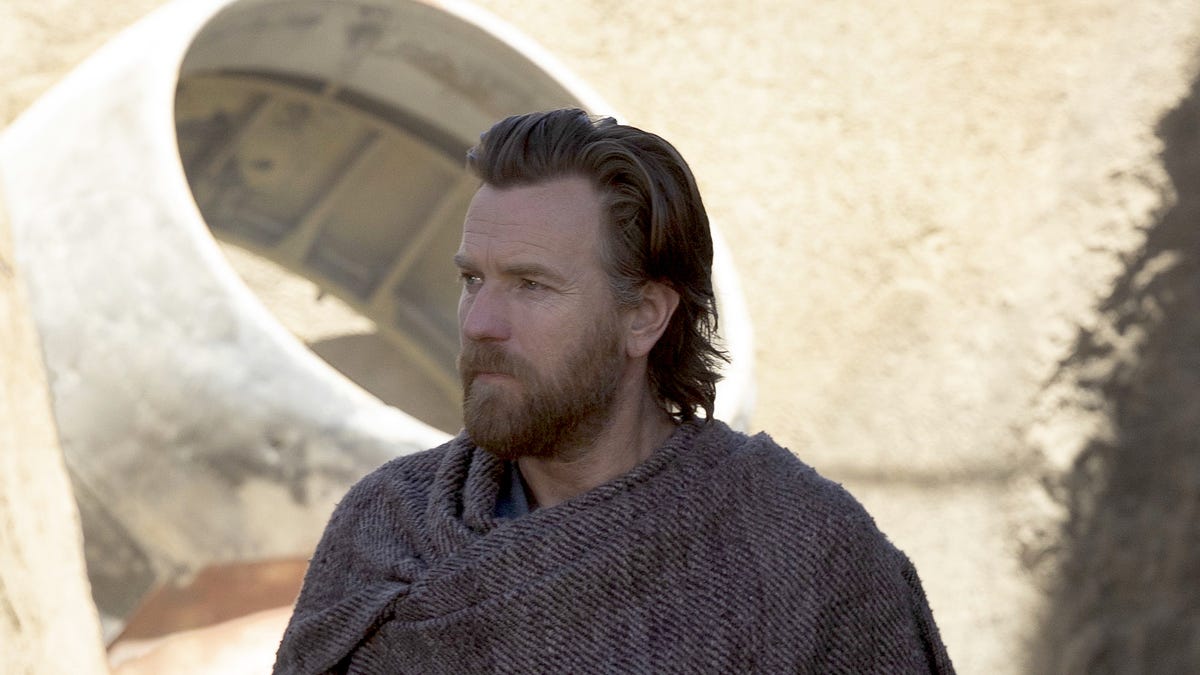 Ewan McGregor looks handsome in a beard and scruffy robes in Obi-Wan Kenobi on Disney Plus.