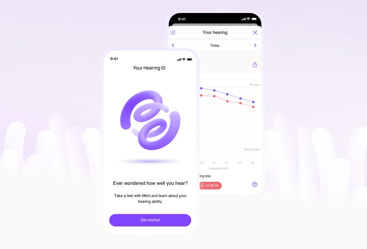 Two screenshots of the Mimi app on a phone screen