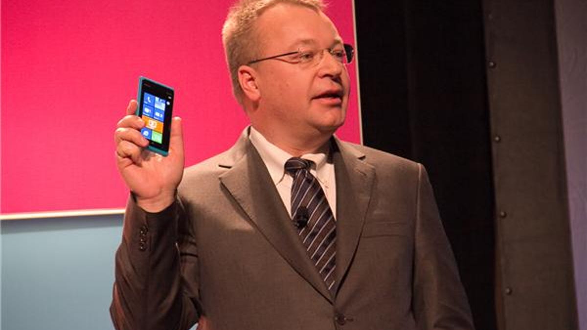 Nokia CEO Stephen Elop showing off the Lumia 900.