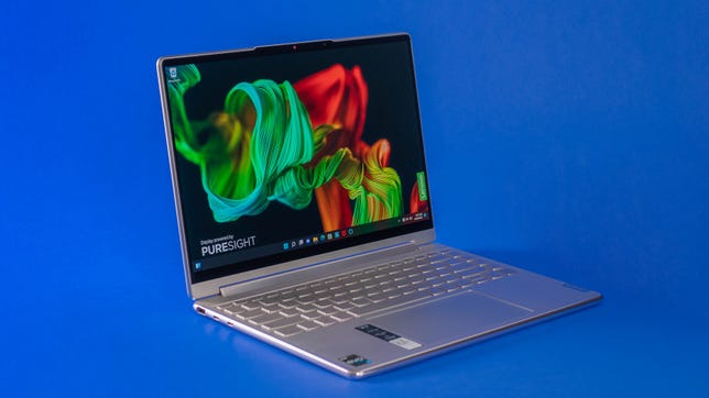 Lenovo Yoga 9i Gen 7 14 inch on a blue background