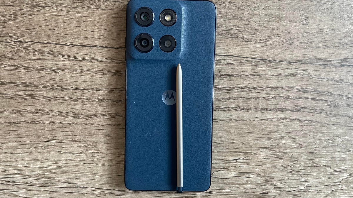 Moto G Stylus with stylus out