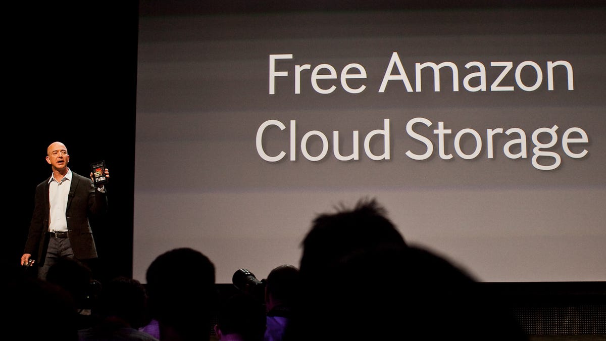 Amazon CEO Jeff Bezos pitches the Kindle Fire tablet at today's unveiling.