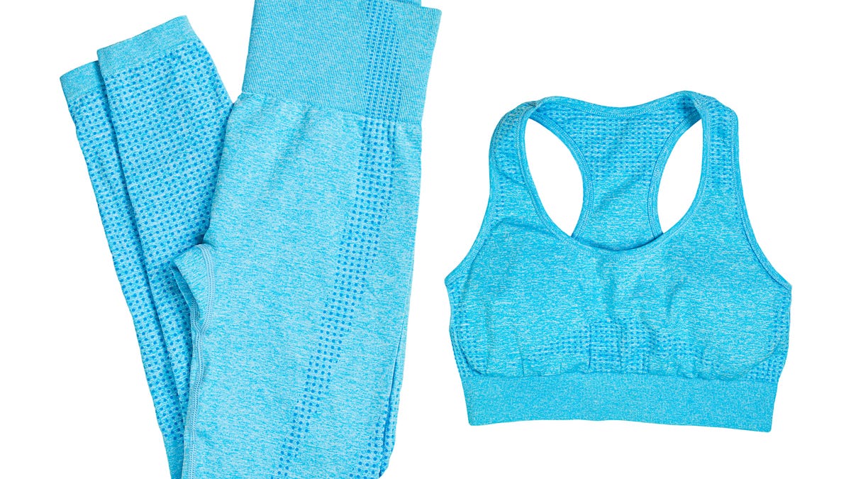 Top view of sportswear isolated on white background