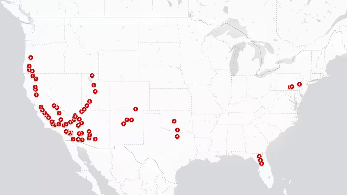 Tesla Supercharger network map - free holiday locations