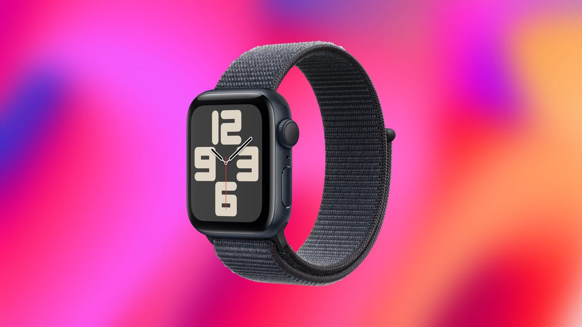 Neon green background with purple text that says "CNET Best Apple Watch deals" and "Black Friday"