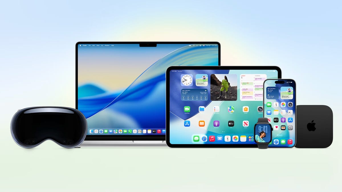 Apple devices showing the company's new software
