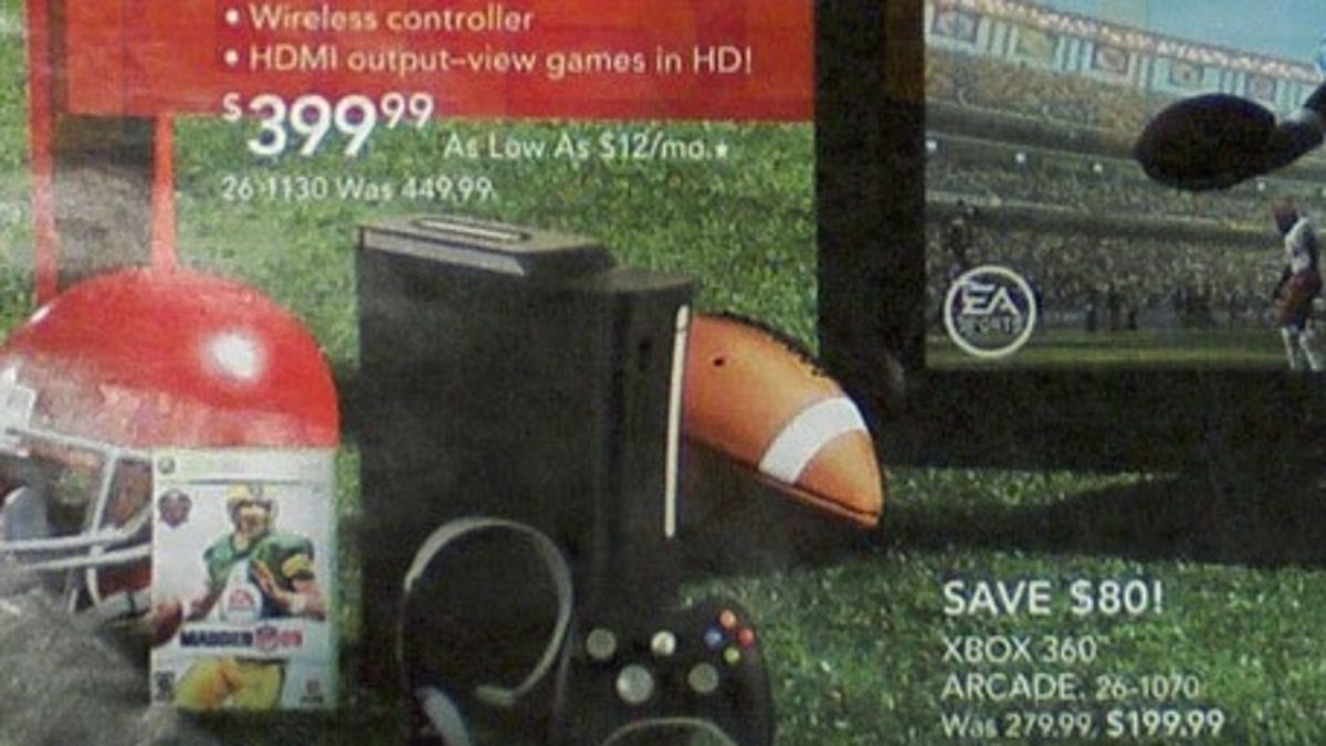 Radio Shack flyer showing Xbox 360 price cuts