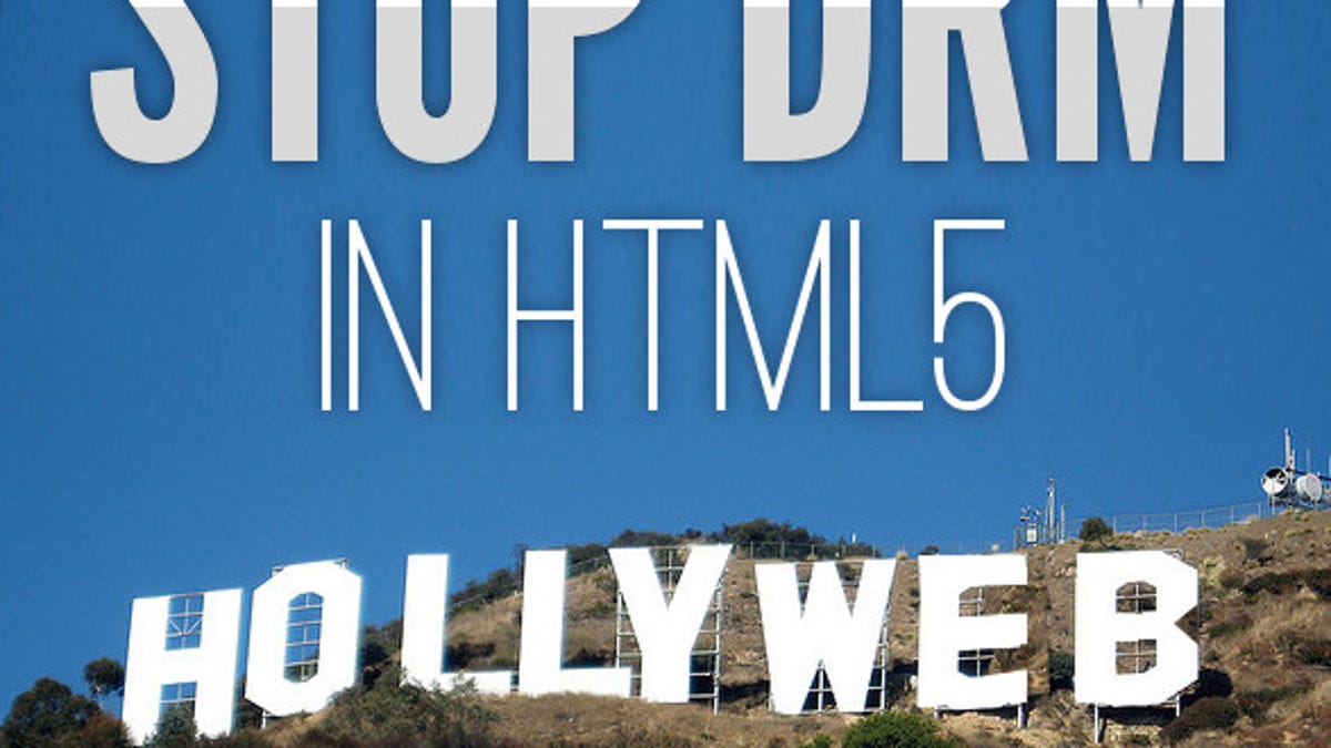 An illustration used by opponents to digital rights management technology moving to Web standards