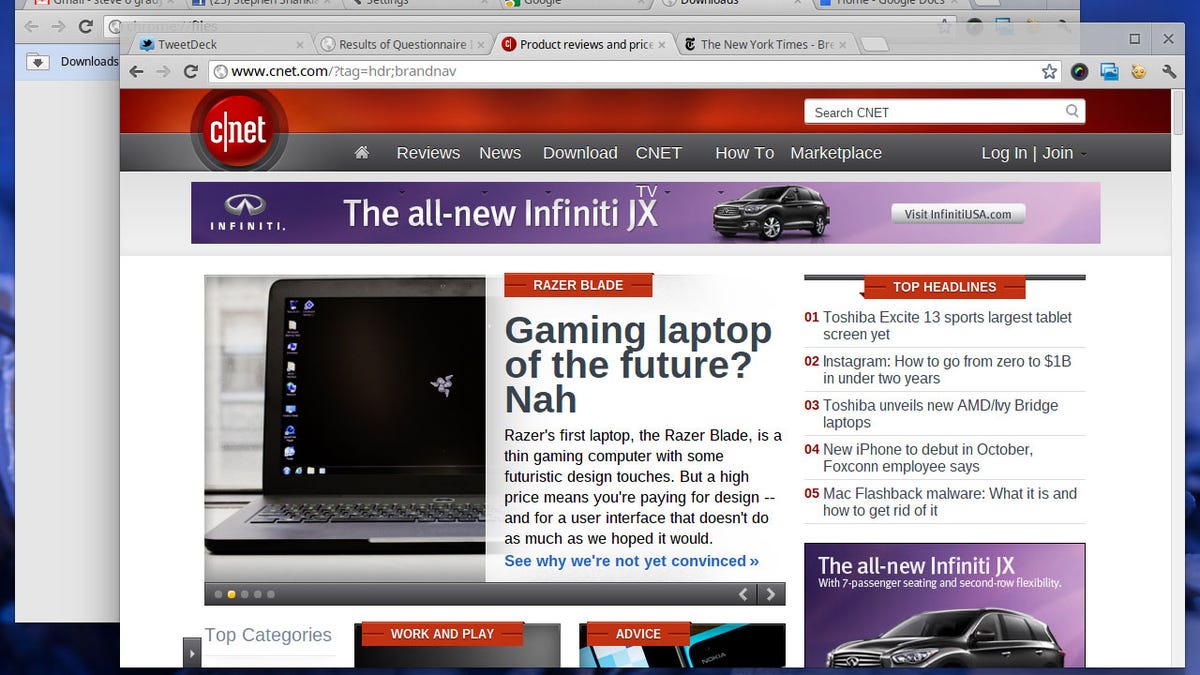 The biggest change to the new Chrome OS interface is the ability to have multiple browser windows, each movable and resizable. Previously, the windows had only a full-screen view.