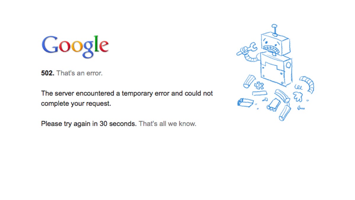 Gmail was down for a brief time this morning.