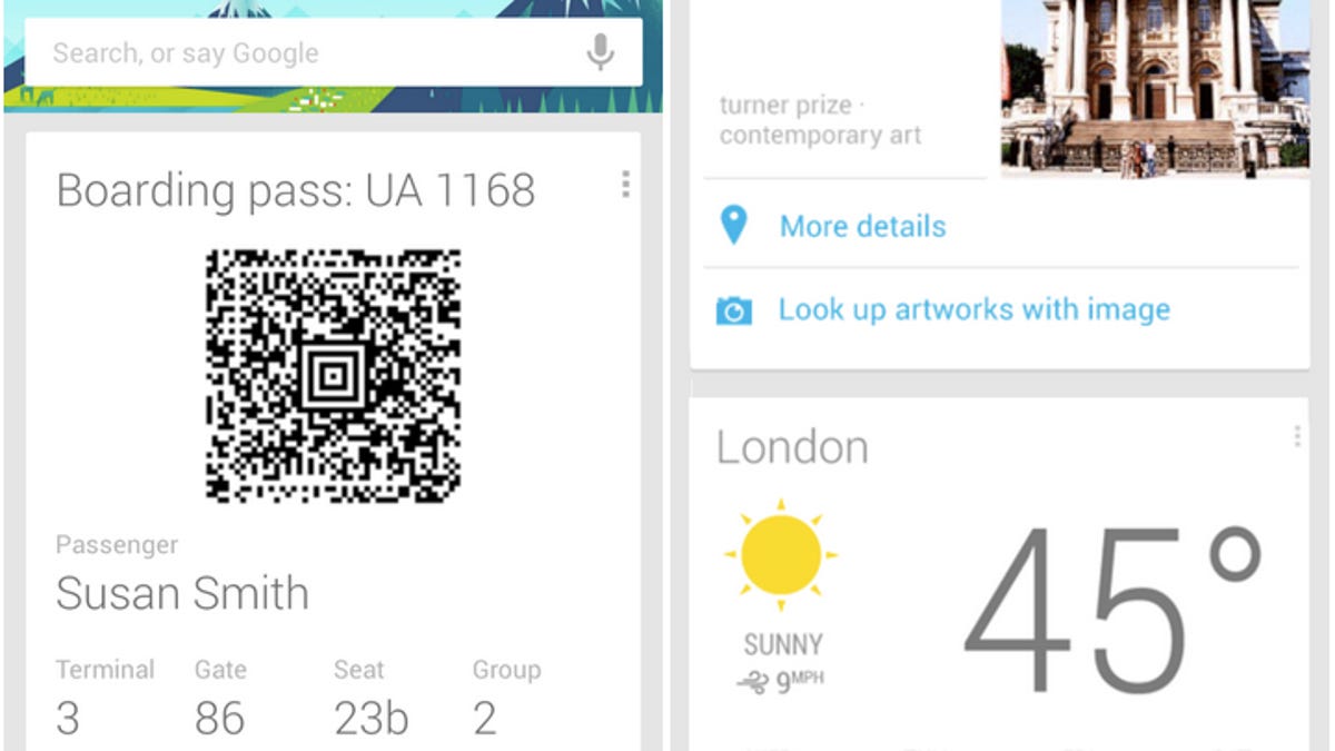New cards in the updated Google Now.