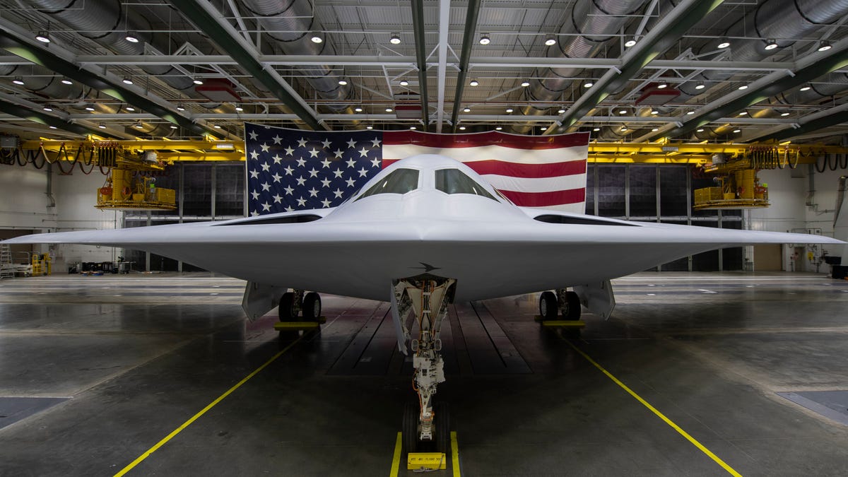 B-21 Raider in a hangar