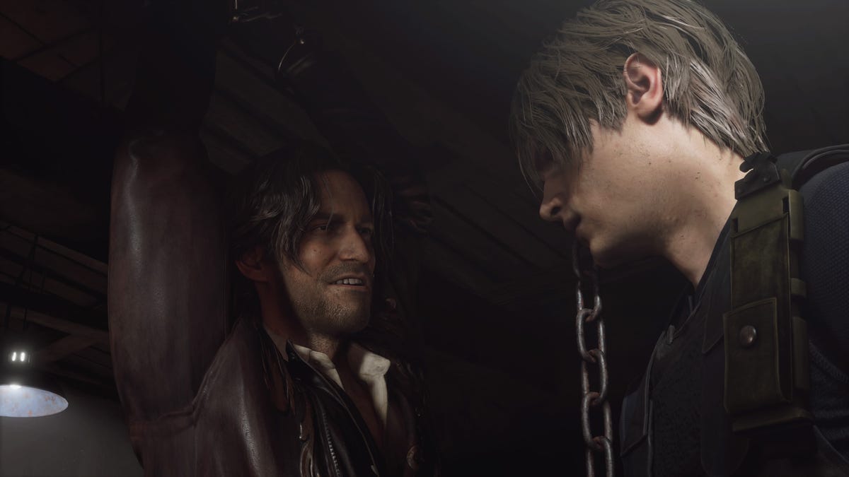 leon kennedy confronts luis sera in resident evil 4 remake