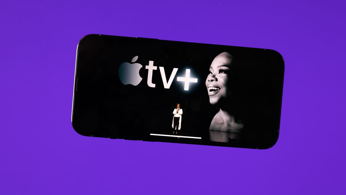 An iPhone shows Apple TV Plus' logo