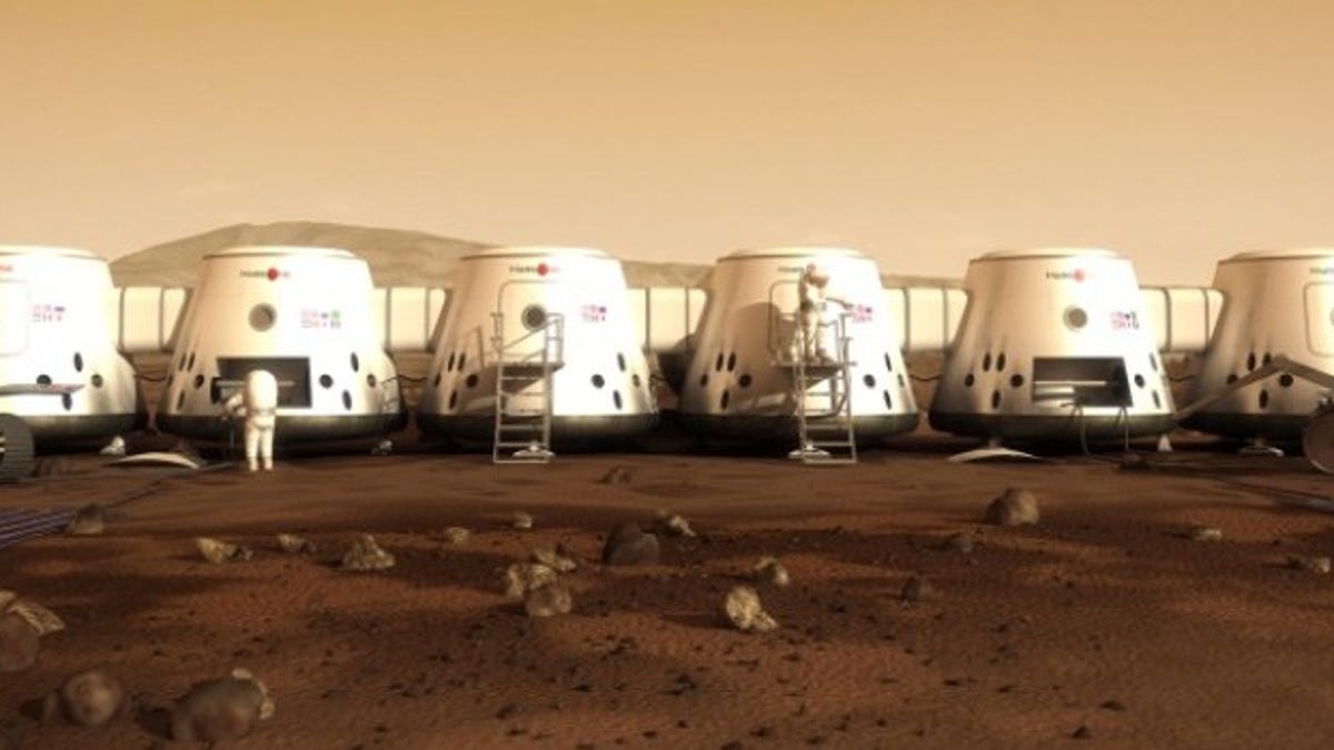 An artist's rendering of Mars One's planned Mars colony. Some parts of the colony will be buried underneath Martian soil to protect against radiation, according to the non-profit project's plans.