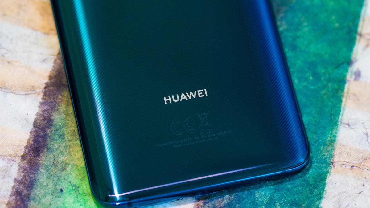 A Huawei logo at Broadband World Forum in Amsterdam