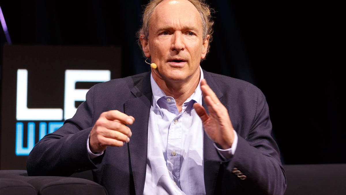 Web founder Tim Berners-Lee speaks at a 2014 conference.