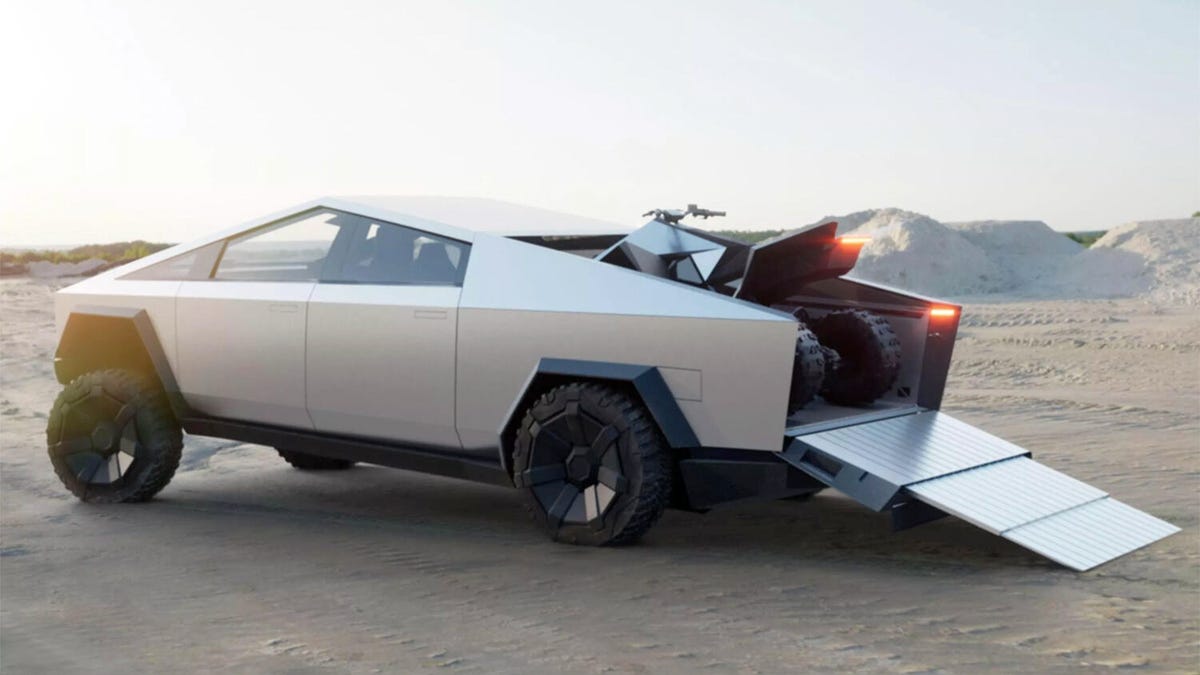 Tesla Cybertruck with ATV promo