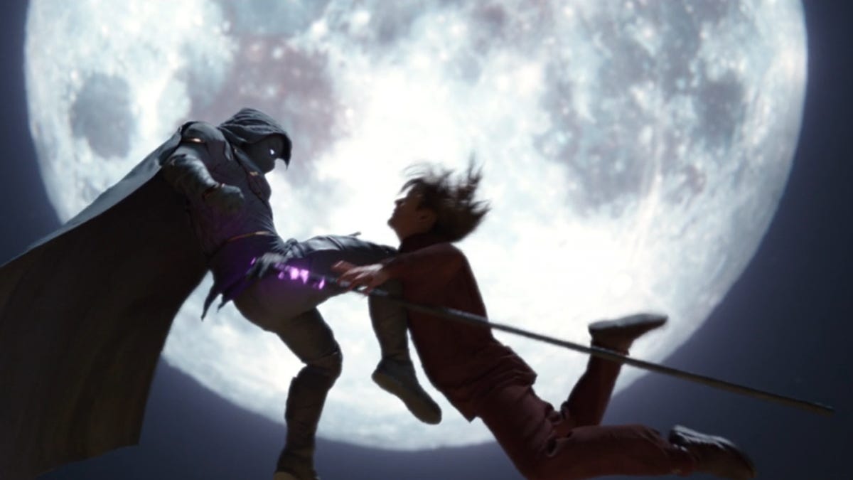 Moon Knight knees Arthur Harrow in the season finale