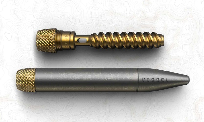 close up shot of helix one-hitting pipe