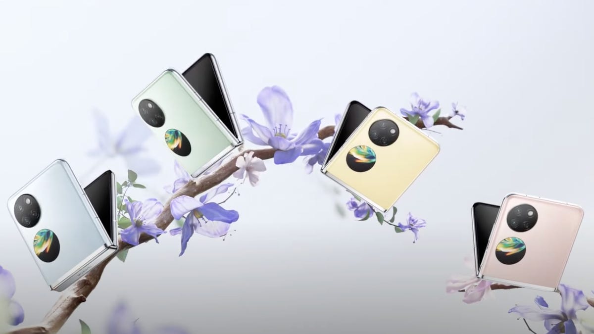Huawei flip phones in various pastel colors