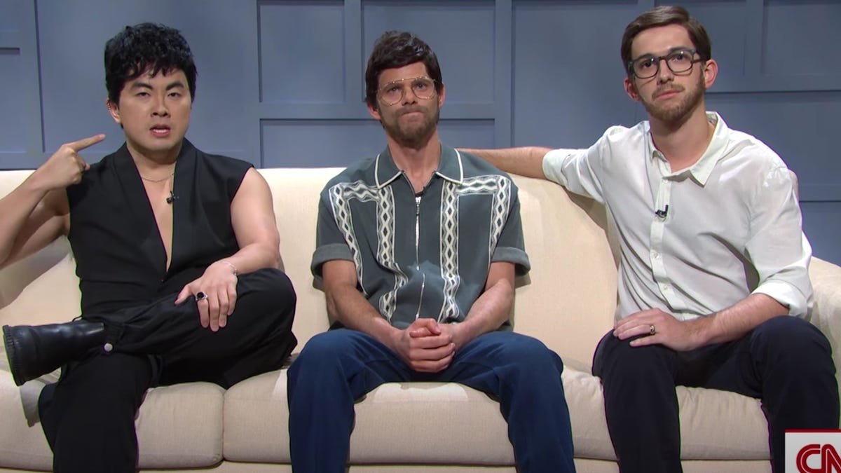 Bowen Yang, Mikey Day and Andrew Dismukes play the remaining Try Guys on SNL Saturday