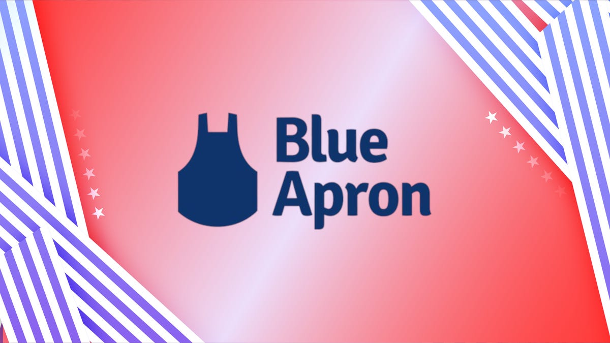 Shows the Blue Apron logo on a red background.
