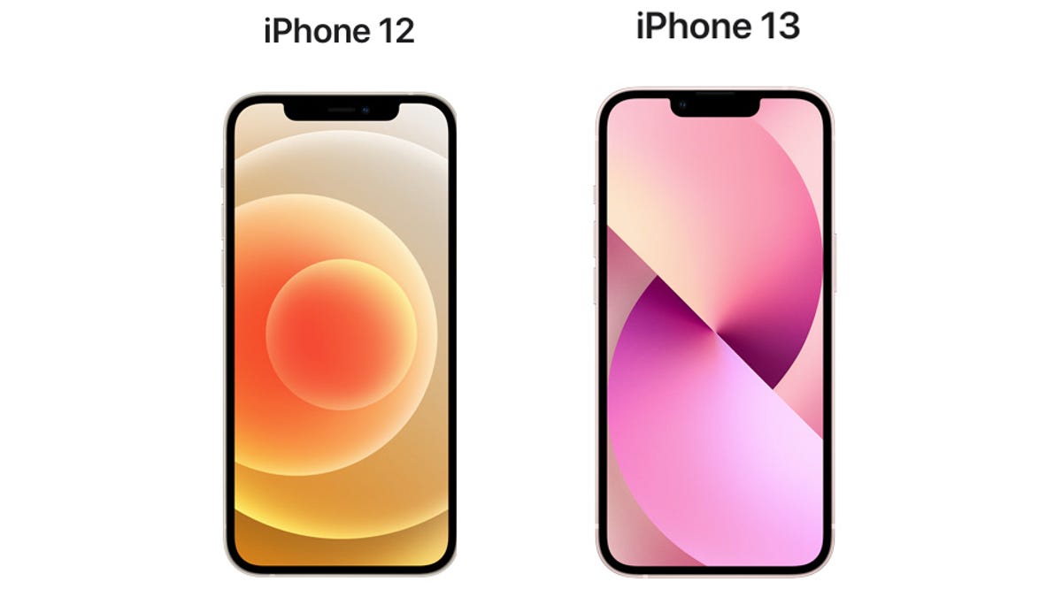 iphone-12-vs-iphone-13-cnet-front-screens-notch-2021-apple
