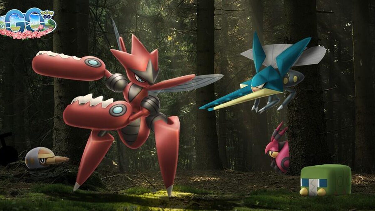 Various bug Pokemon in a forest