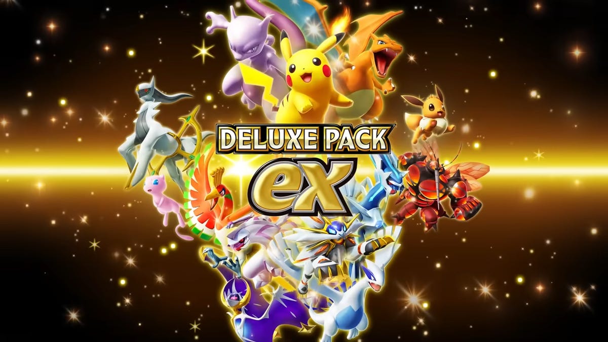 Pokemon TCG Pocket Deluxe Pack Ex promo art, featuring the pack art Pokemon from every previous set expansion.