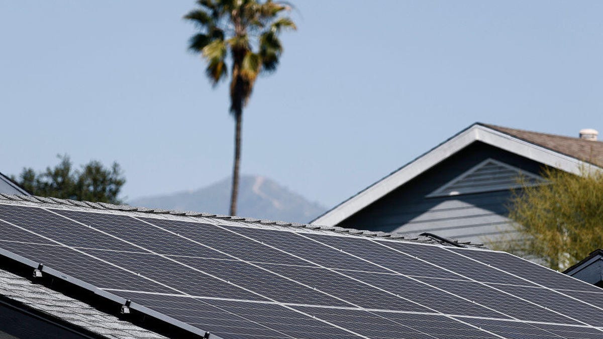 Solar panels on the roof of a home in California.