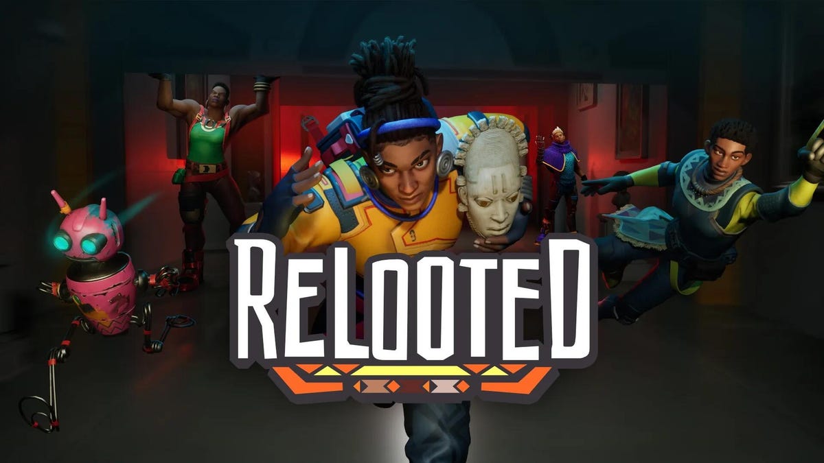 Art of the game with a character running toward the screen with an artifact and the title "Relooted"