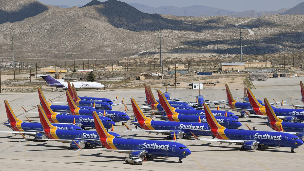 Southwest Airlines Boeing 737 Max planes on the tarmac