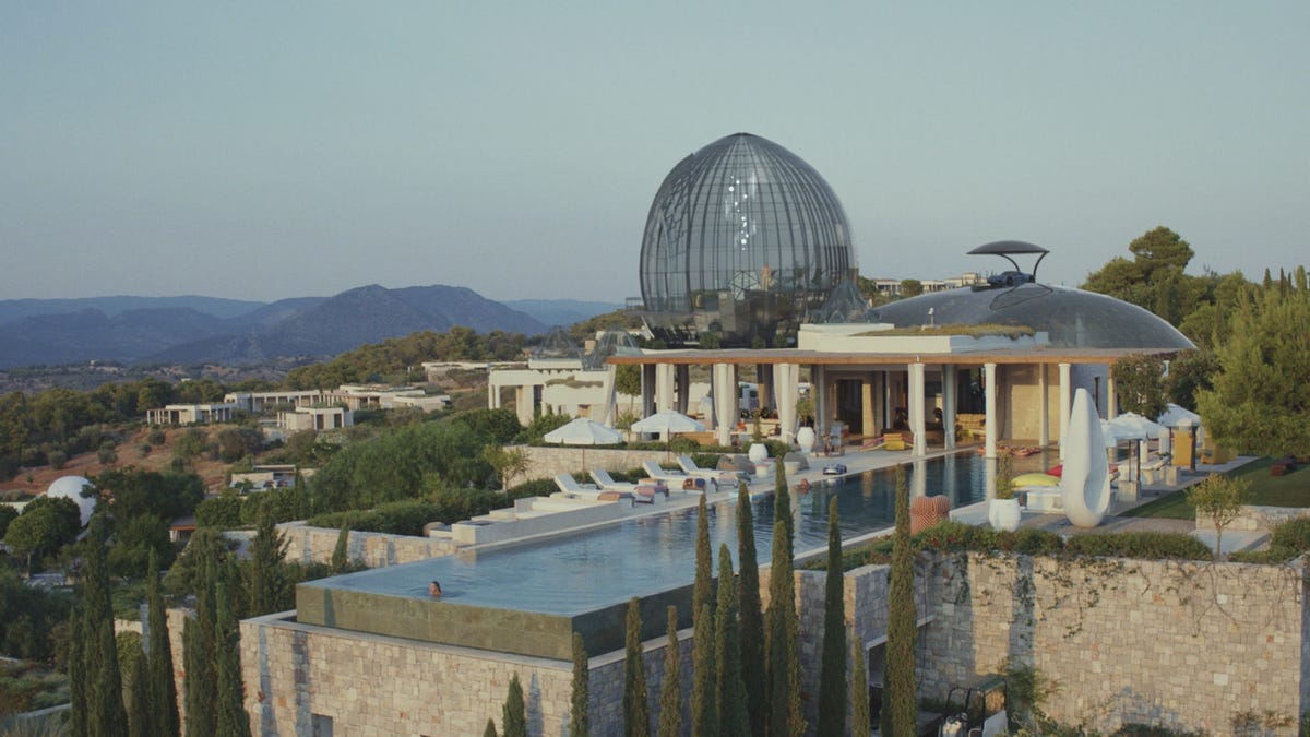 An image from Zillow of the "Glass Onion Greek Isle Commune."