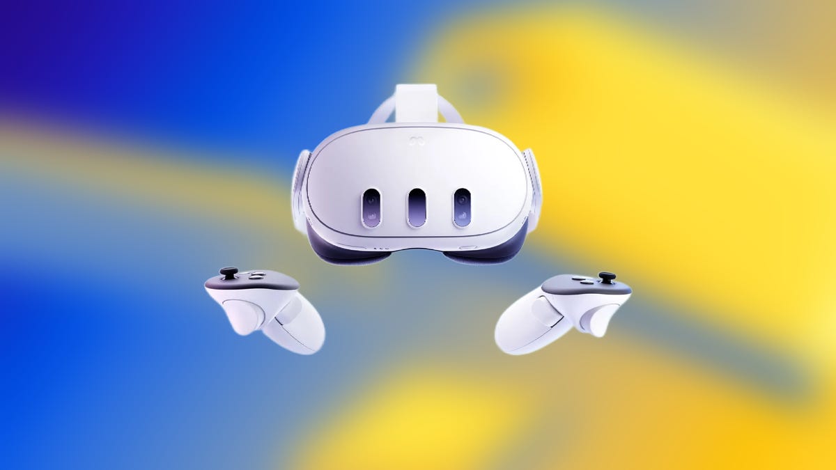 Meta Quest 3 on Best Buy background