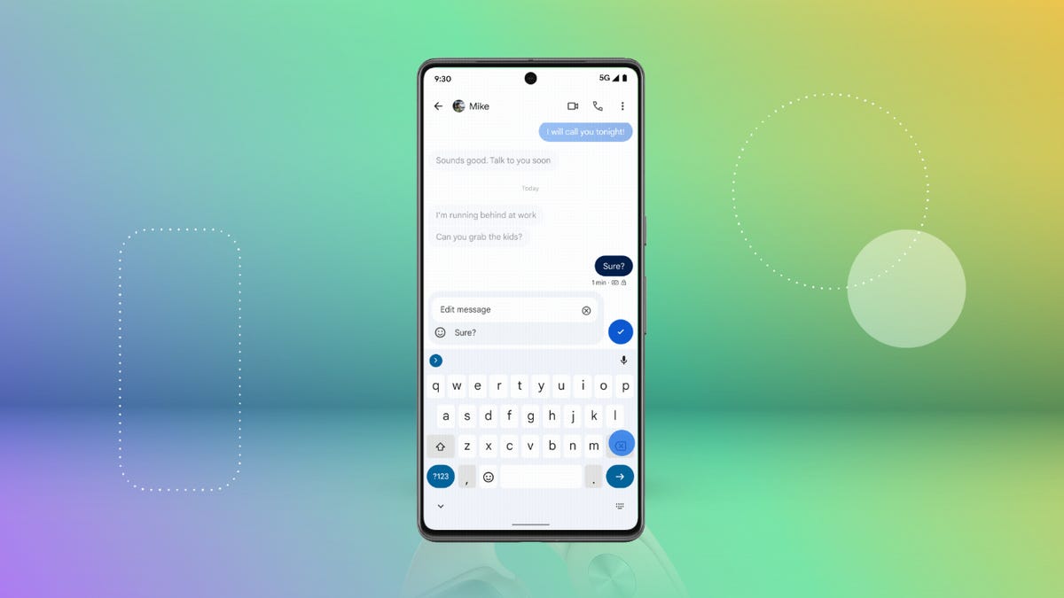 Screenshot of editing a message in Google Messages