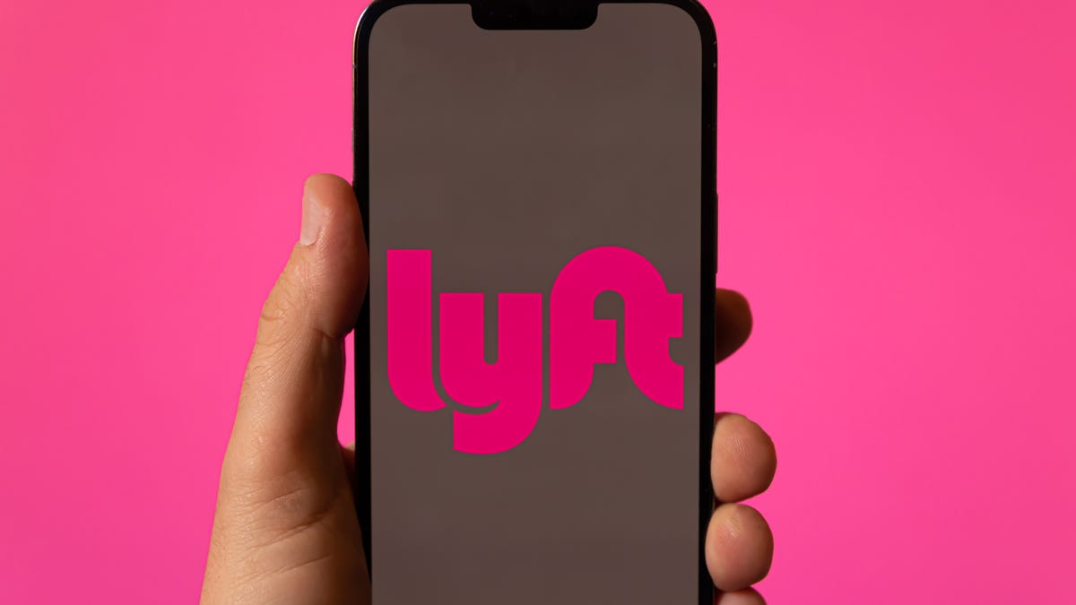 Lyft logo on a phone screen