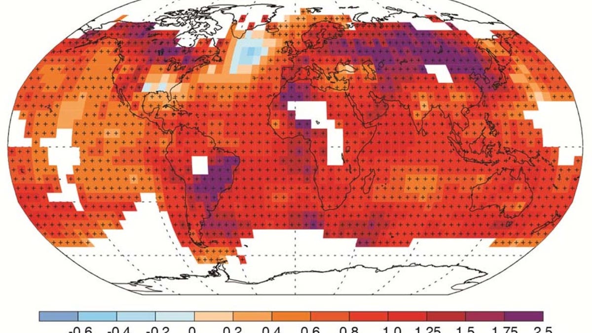 The IPCC report shows significantly increased temperatures at the Earth's surface over the last century.