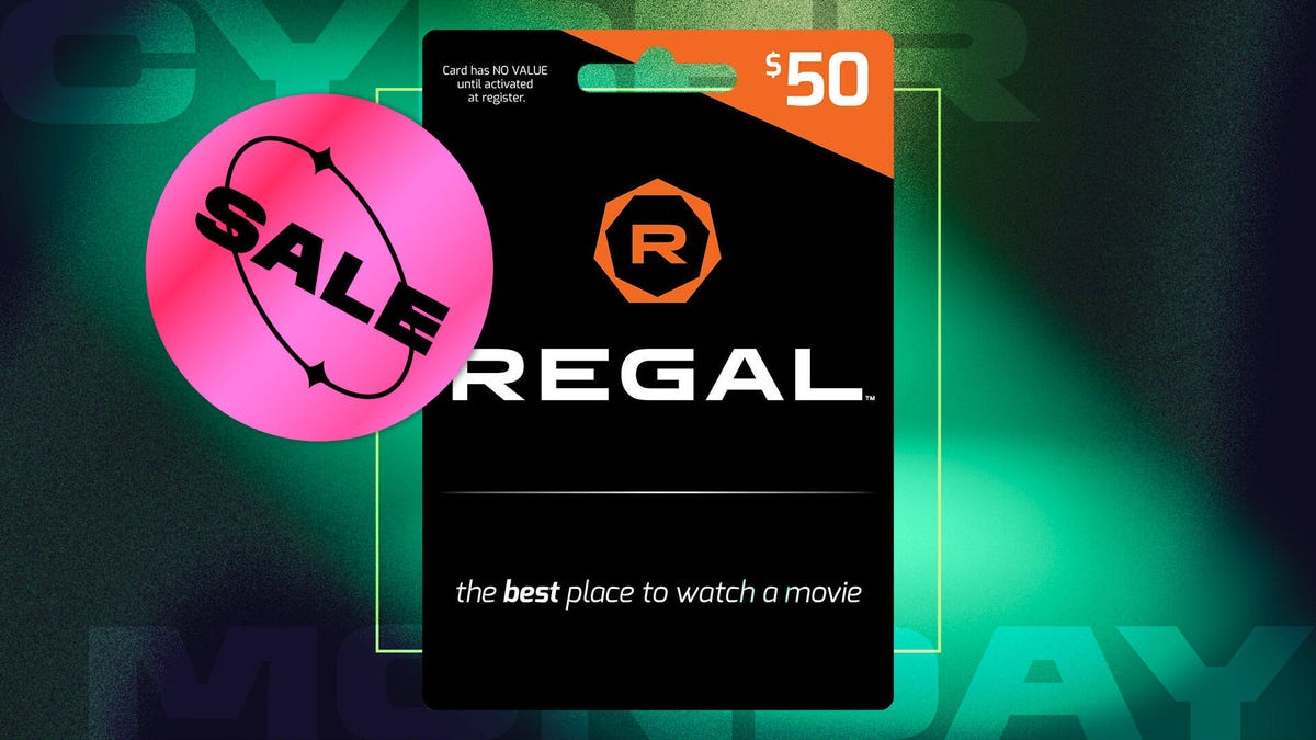Regal Cinemas logo in white against bright orange background